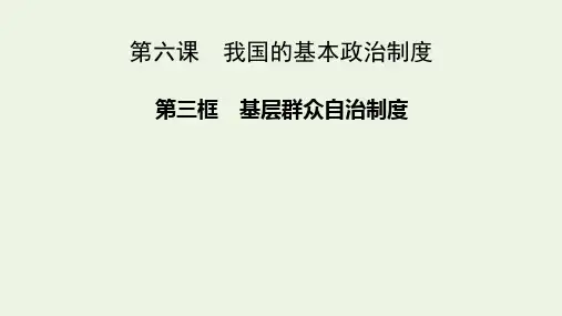 高中政治统编版必修三政治与法治6.3基层群众自治制度课件 
