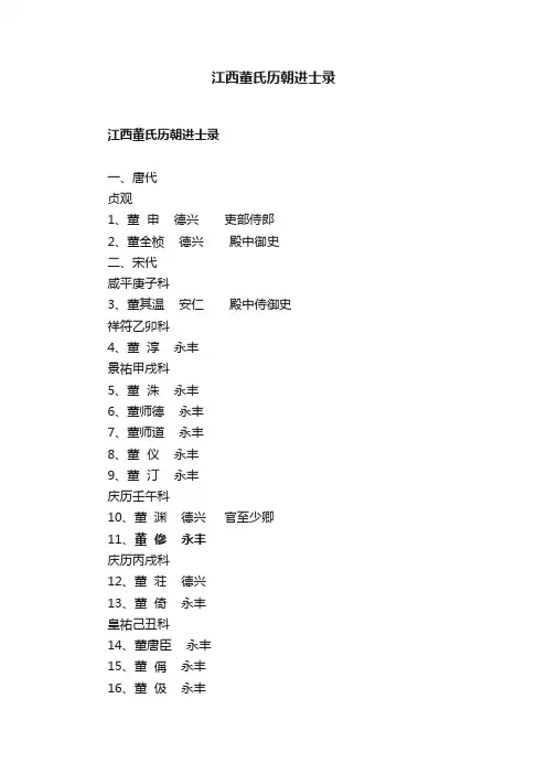 江西董氏历朝进士录