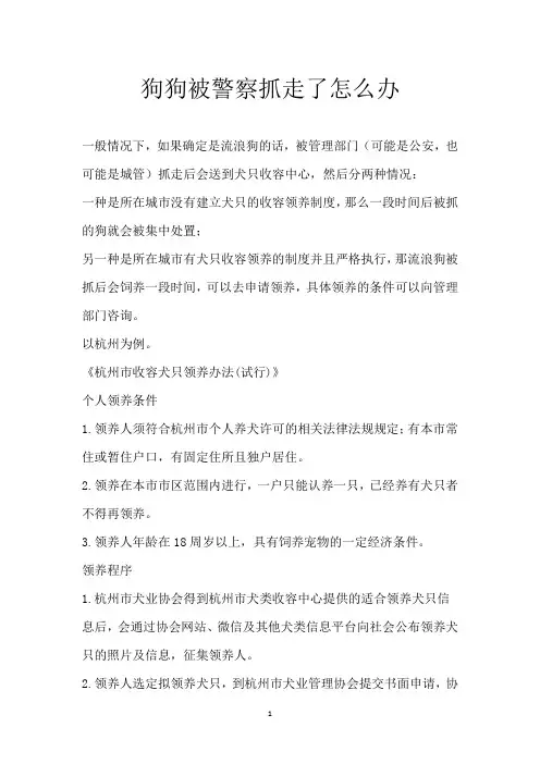 狗狗被警察抓走了 怎么办