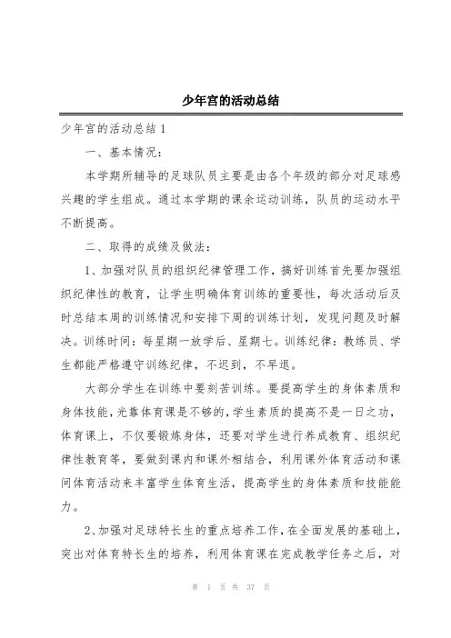 少年宫的活动总结