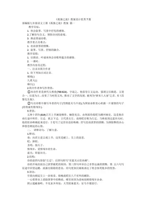 《孤独之旅》教案设计优秀7篇