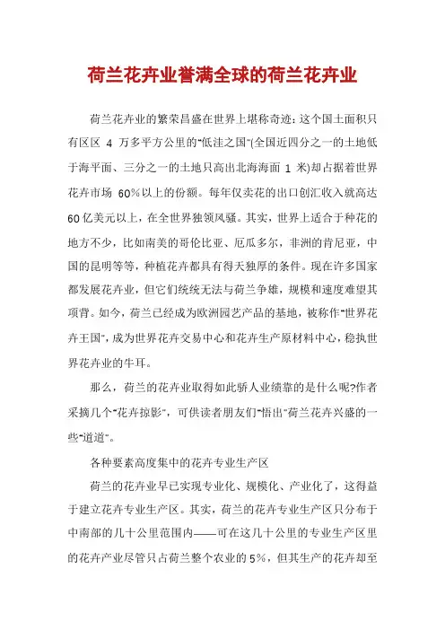 荷兰花卉业誉满全球的荷兰花卉业