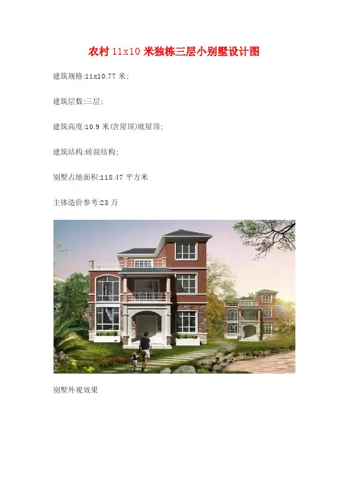 农村11x10米独栋三层小别墅设计图