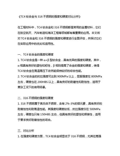 tc4钛合金与316强度和硬度