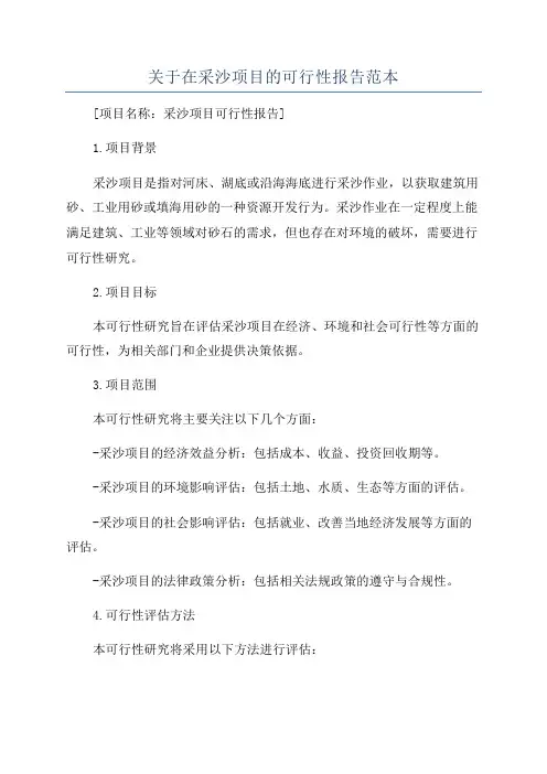 关于在采沙项目的可行性报告范本