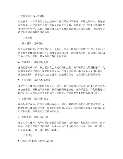 大学监察部个人工作总结