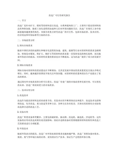 洗选厂可行性研究报告