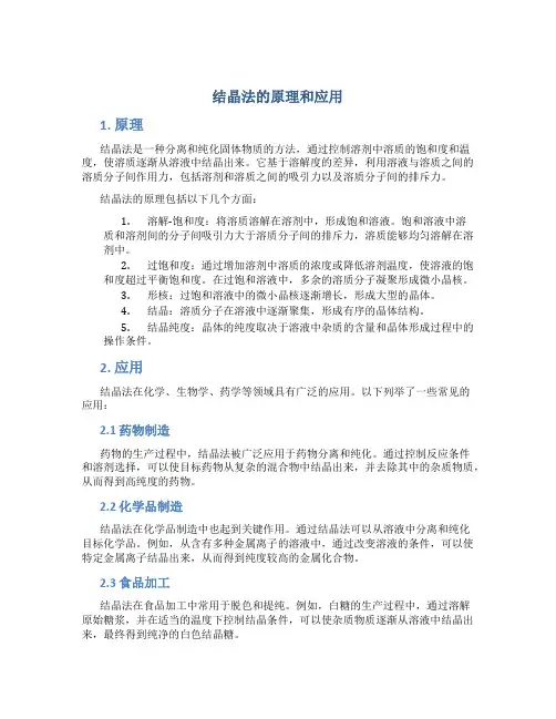 结晶法的原理和应用