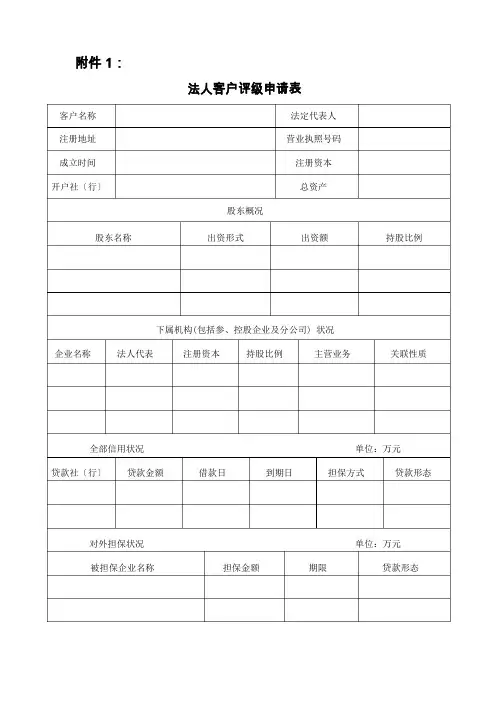 法人客户(评级、授信、用信)(企业)