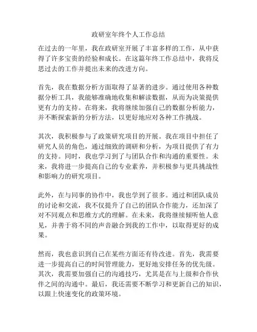 政研室年终个人工作总结