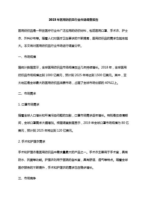 2023年医用纺织品行业市场调查报告
