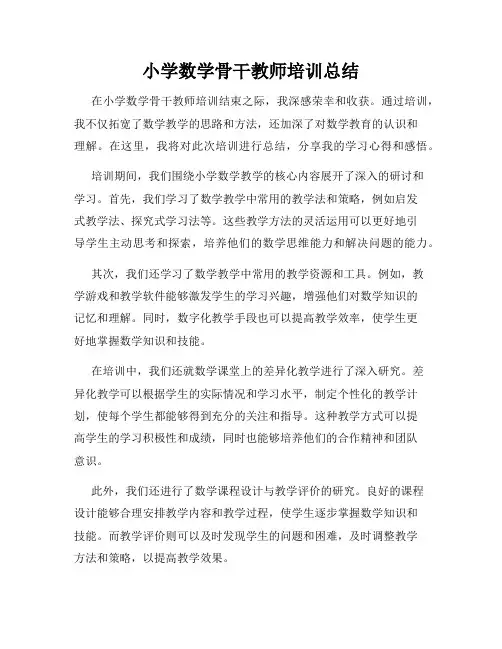 小学数学骨干教师培训总结