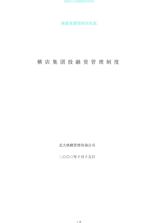 某集团公司投融资管理制度