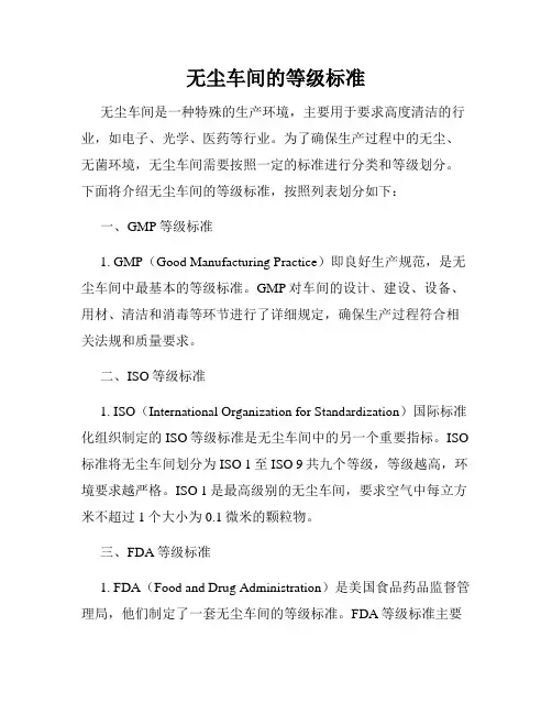 无尘车间的等级标准