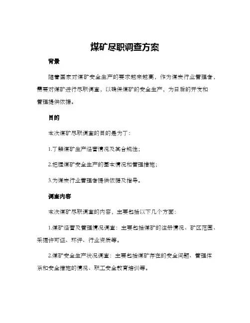 煤矿尽职调查方案