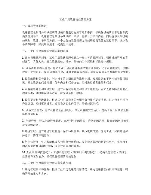 工业厂房设施物业管理方案