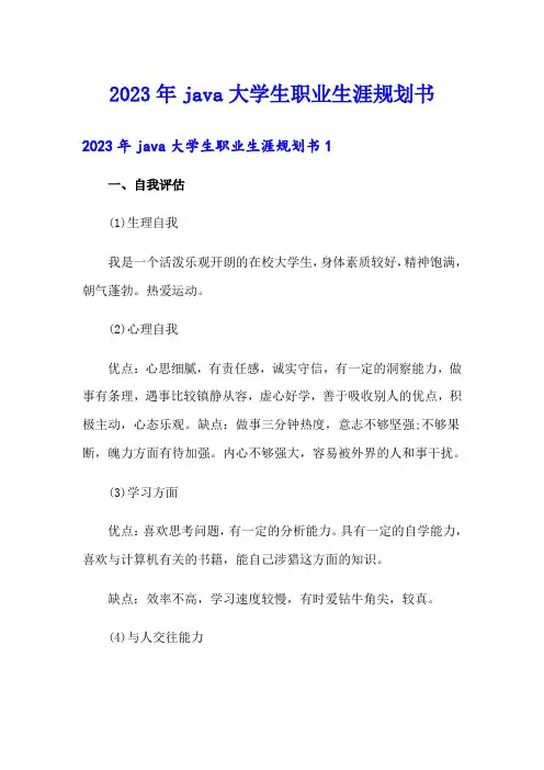 2023年java大学生职业生涯规划书