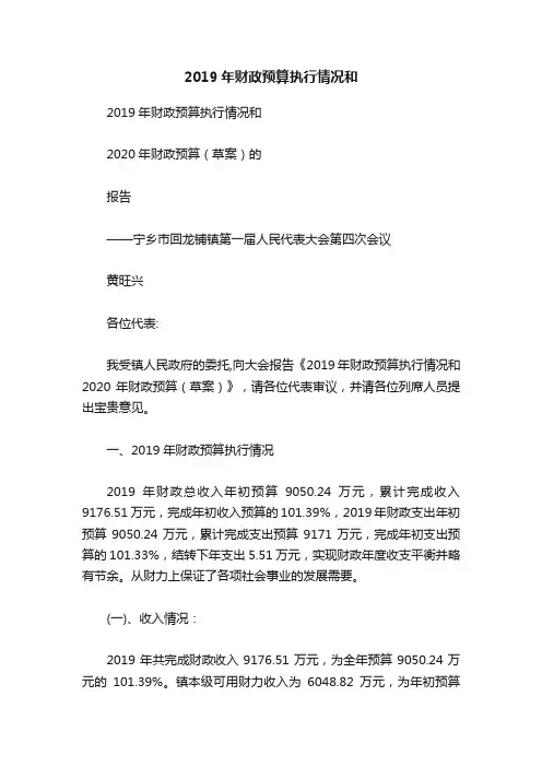 2019年财政预算执行情况和