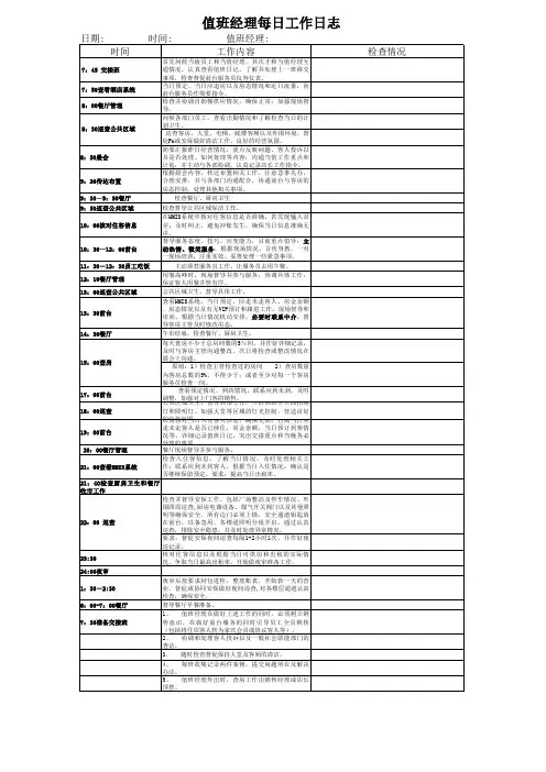 值班经理工作日志