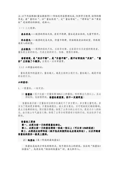 量柱擒涨停成交量柱的研究与应用(精华摘要)