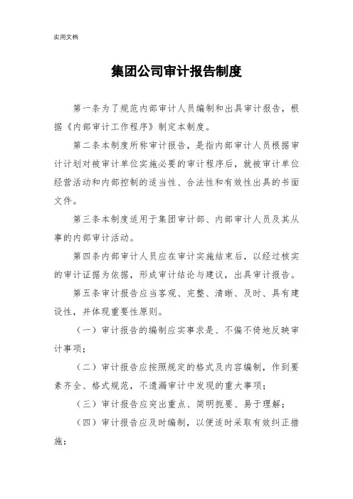 集团公司审计报告制度