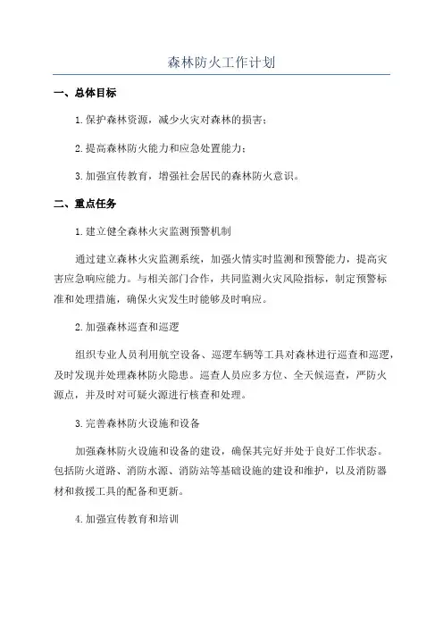 森林防火工作计划