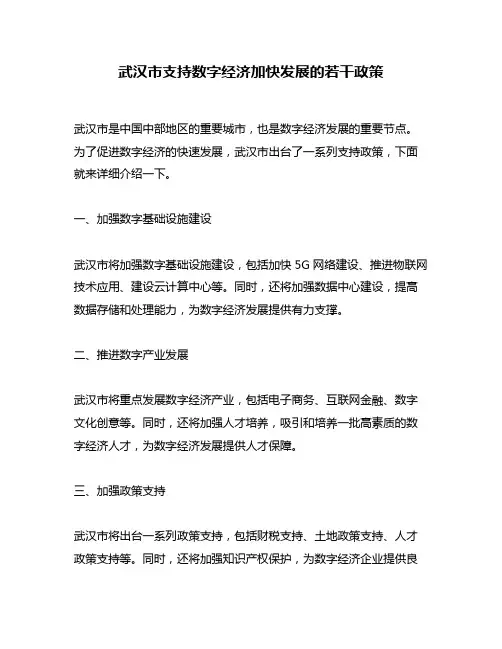 武汉市支持数字经济加快发展的若干政策