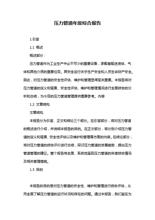 压力管道年度综合报告