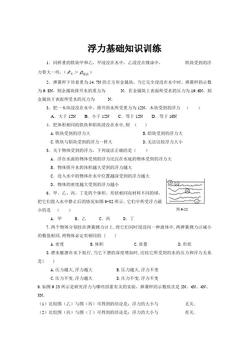 浮力经典习题及答案(整理版)