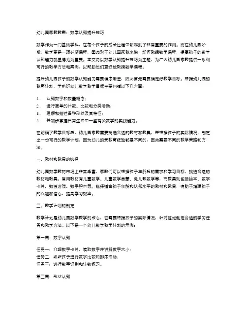 幼儿园家教教案：数学认知提升技巧