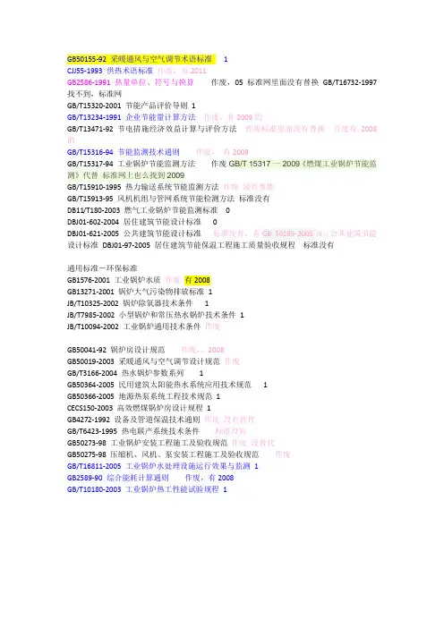 供热相关标准