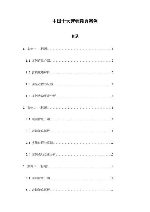 中国十大营销经典案例