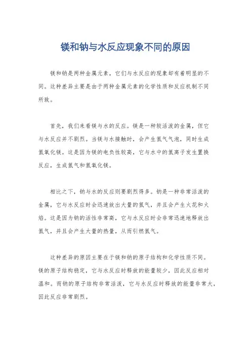 镁和钠与水反应现象不同的原因