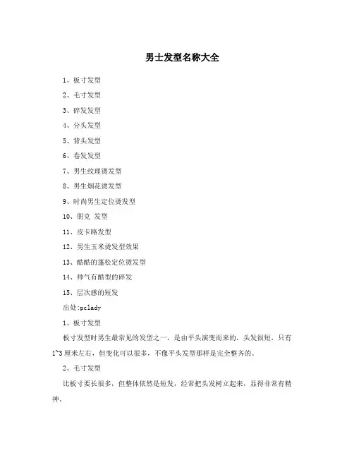 男士发型名称大全