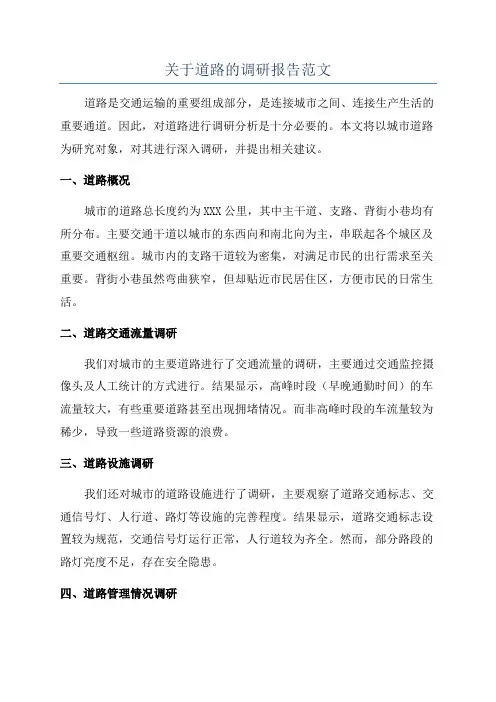 关于道路的调研报告范文