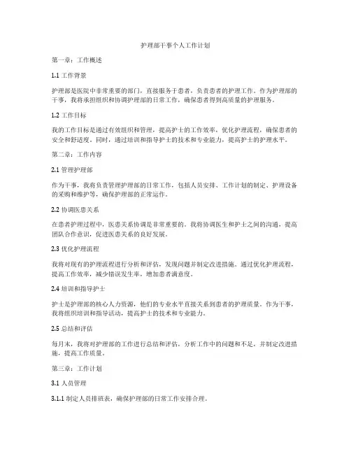 护理部干事个人工作计划