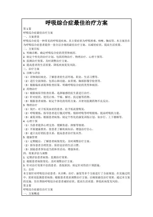 呼吸综合症最佳治疗方案
