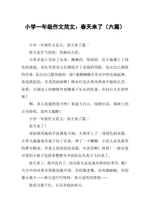 小学一年级作文范文：春天来了(六篇)