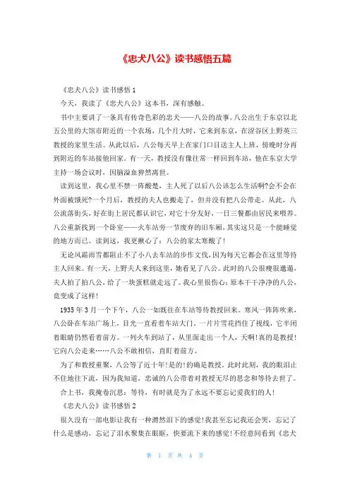 《忠犬八公》读书感悟五篇