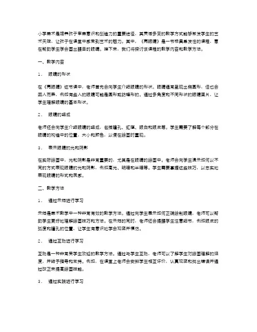 小学美术《亮眼睛》教案：学生如何画出醒目的眼睛