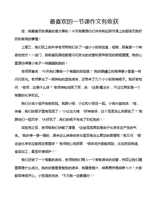 最喜欢的一节课作文有收获
