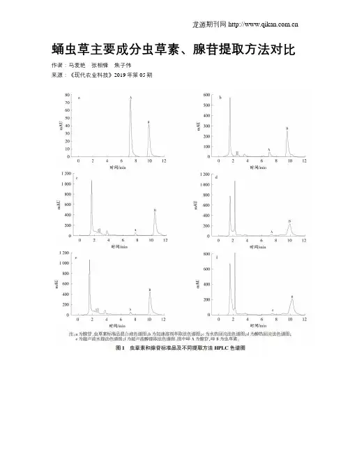 蛹虫草主要成分虫草素、腺苷提取方法对比