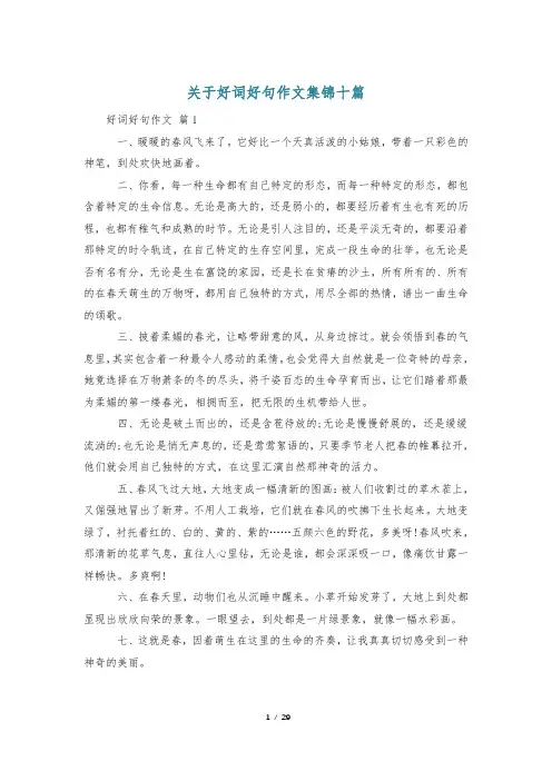 关于好词好句作文集锦十篇
