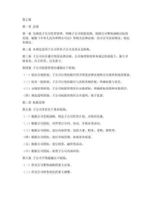 子公司权限管理规定(3篇)
