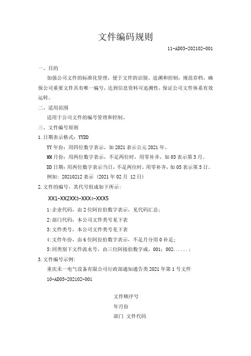资料编码规则