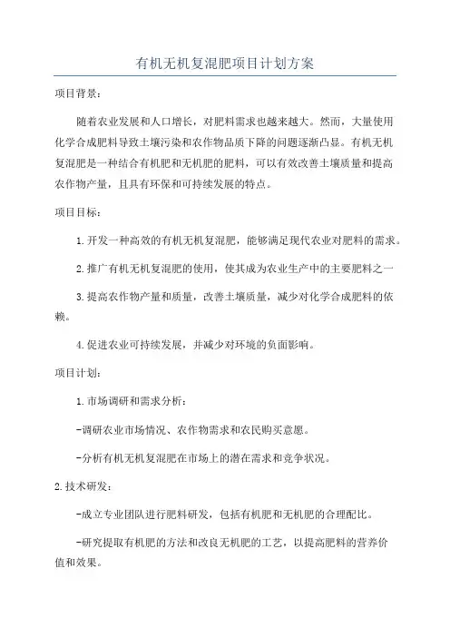 有机无机复混肥项目计划方案
