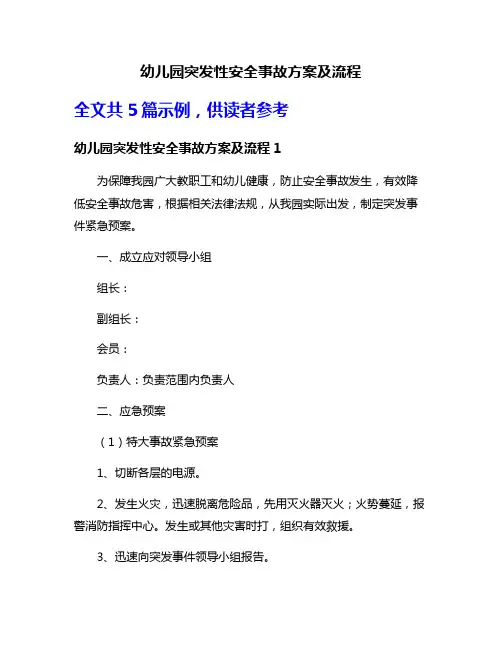 幼儿园突发性安全事故方案及流程