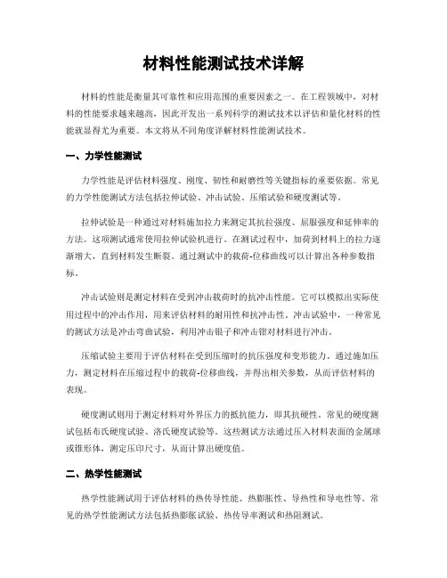 材料性能测试技术详解
