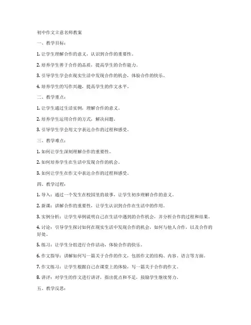 初中作文立意名师教案