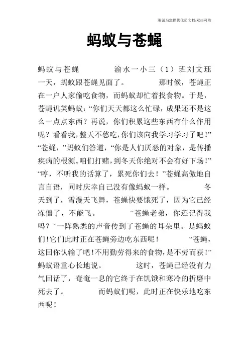蚂蚁与苍蝇